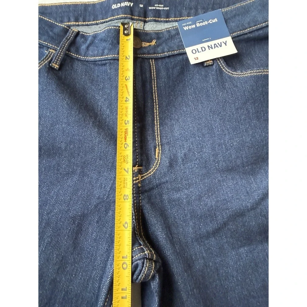 Old Navy Wow Boot Cut Jeans Womens 12 Mid Rise Dark Wash NWT Stretch Denim